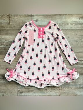 NWT Jane + Jo Girls Lacey Lounge Gown in Sweater Bears Size 7